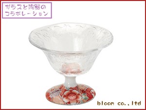 高台ガラスデザート鉢　紅染めガラス　美濃焼　日本製