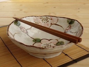 土物の器　織部山茶花多用鉢　美濃焼　日本製