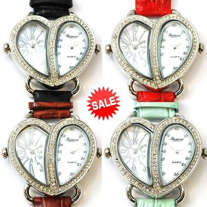 【在庫処分SALE】ダブルフェイスウォッチ　革ベルト　本革　ファッションウォッチ　レディース腕時計