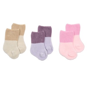 婴儿袜子 双色 新生儿 绒布 3双 日本制造