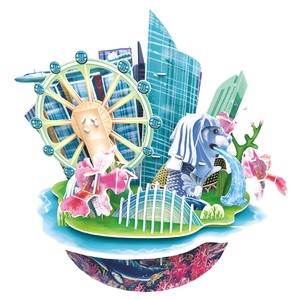 3D立体パズル Cityscape シンガポール（貯金箱）