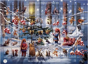 北欧デンマーク クリスマスシール（2016年／1シート50枚）