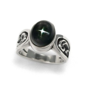 Silver-Based Ring sliver Star Rings black 8 x 10mm