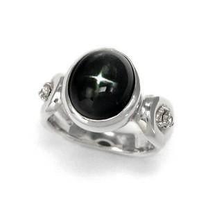 Silver-Based Ring sliver Star Rings black 10 x 12mm