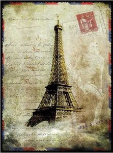 ■ポストカード■ Paris Vintageシリーズ（Paris tour Eiffel multicolore）