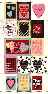 【STAMP SEAL MESSAGE HEART】切手型シール ギフト  デコレーション 日本製