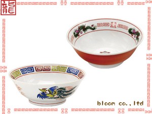 昔ながらのペアラーメン鉢　Bセット　朱巻龍&鳳凰　美濃焼　日本製