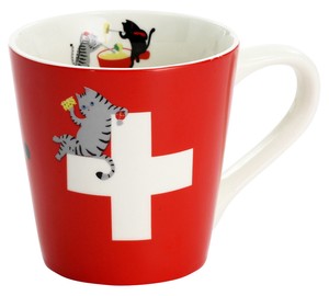 【特価品】磁器単品■猫国旗マグカップ SWISS(スイス)