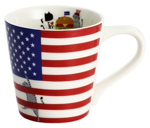 【特価品】磁器単品■猫国旗マグカップ USA(アメリカ)