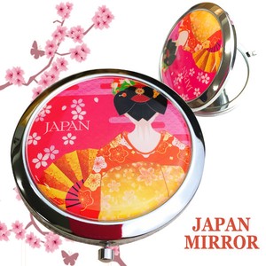 JAPANコンパクトミラー赤舞妓　◆外国人観光客向け.可愛いお土産雑貨.手鏡◆