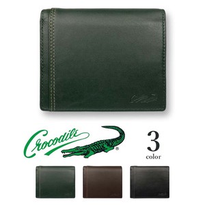 全3色 CROCODILE クロコダイル ウォレット 二つ折りボックス型小銭入れ付き 財布 リアルレザー(81cr63)