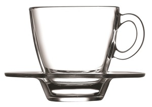 【PASABAHCE】アクア カップ＆ソーサー おしゃれなガラスのコーヒーカップ