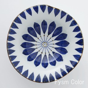 Hasami ware Main Dish Bowl Flower Blue