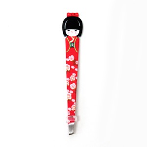 Nail Clipper/File Red Kokeshi Doll Tweezers Kimono Japanese Sundries