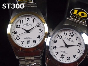 STELITEメンズ腕時計　メタルウォッチ　日本製ムーブメント　カレンダー表示　10気圧防水