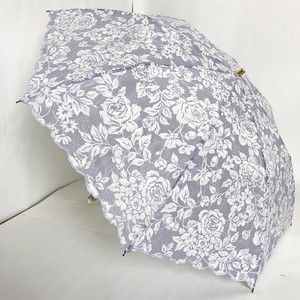 【晴雨兼用傘】折傘　UVケア加工　T/Cオパールエンブ　バラ柄