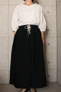 【2017新作】日本製　フレンチリネンタックギャザースカート　№6319