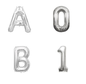 レターバルーン16　シルバー　A〜Z　0〜9　アルファベット　数字【アメリカン雑貨】【風船】【パーティー】
