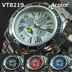 VITAROSOメンズ腕時計　メタルウォッチ　日本メーカームーブメント　クロノ、ムーンフェイスデザイン