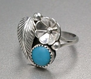 Silver-Based Turquoise/Lapis Lazuli Ring sliver Floral