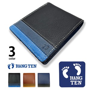 全3色　HANG TEN ハンテン リアルレザー トリコロールカラー 2つ折り スリム 財布(61ht05)