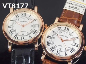 VITAROSOメンズ腕時計　PUレザーベルト　日本製ムーブメント　ローズゴールド仕上げ