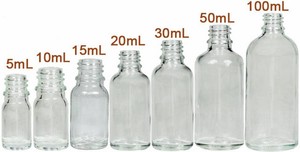 『ロット割』クリアガラス瓶　ブラックキャップ+中栓ドロッパーセット【容器類】「アロマ」「保存容器」