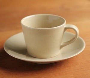 益子焼　コーヒーカップ＆ソーサー　並白釉