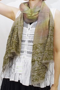 【全3色】シルク混に豪華な刺繍です★シルク混グラデーション刺繍ストール★IN-0122S
