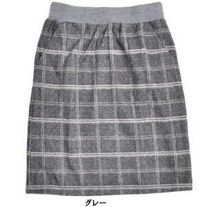 Skirt Brushing Fabric Waist Stretch Plaid M Tight Skirt 2-colors Autumn/Winter