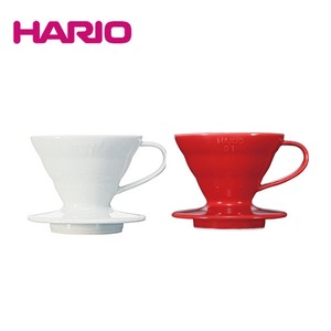 【ハリオ】1〜2杯用 V60 セラミック透過ドリッパー01 (ホワイト、レッド)/リニューアル（スプーン無し）