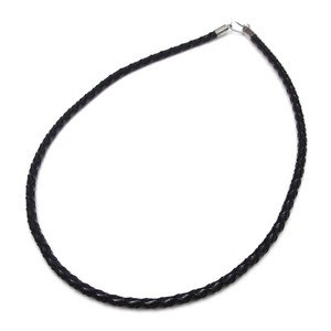 Plain Leather Chain Necklace sliver black Genuine Leather Simple