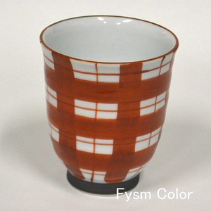 Hasami ware Japanese Teacup Red Check Made in Japan
