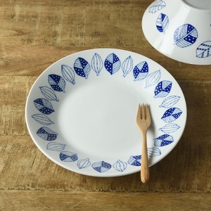 ブルーパターン 24cm少し大きめカレー皿(パスタ皿) コノハ[日本製/美濃焼/洋食器]