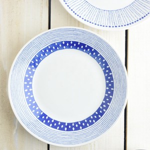 ブルーパターン 24cm少し大きめカレー皿(パスタ皿) サザナミ[日本製/美濃焼/洋食器]