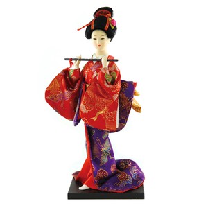 ＜和雑貨・人形＞伝統工芸　着物　9インチ　みやび人形　日本人形　笛　No.303-023