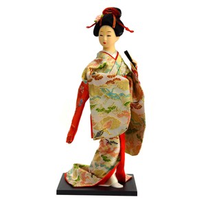 ＜和雑貨・人形＞伝統工芸　着物　12インチ　みやび人形　日本人形　扇子　C　No.303-065