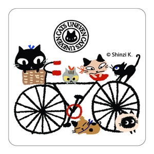 シール堂 日本製 すたんぷステッカー unevencats bicycle Mサイズ【反射タイプ】