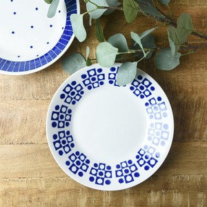 ブルーパターン 24cm少し大きめカレー皿(パスタ皿) ブロック[日本製/美濃焼/洋食器]
