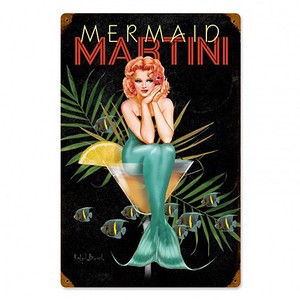 【スティールサイン】【ピンナップ ガール】Mermaid Martini PT-RB-001