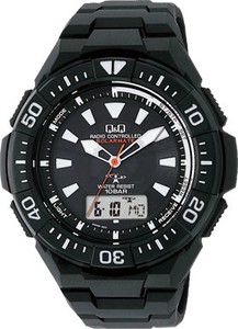 電波ソーラー腕時計アナログ表示  ウレタンバンド ホワイト×ブラック MD06-302 メンズ