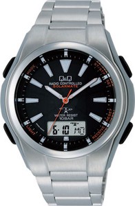 電波ソーラー腕時計アナログ表示 ブレスレットバンド ブラック MD02-202 メンズ