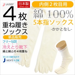 5本指ソックス　4枚重ね履き靴下(内側2足目)　綿100%　日本製