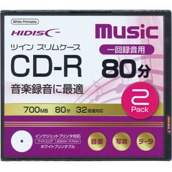 CD-R 700MB音楽用32倍速(2枚入)プリンタブル 36-369
