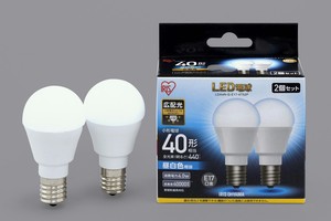【アイリスオーヤマ　照明　LED電球】　LED電球　E17　広配光タイプ　2個セット　40形　昼白色・電球色相当