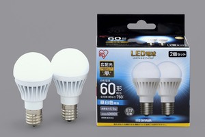 【アイリスオーヤマ　照明　LED電球】　LED電球　E17　広配光タイプ　2個セット　60形　昼白色・電球色相当
