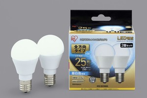 【アイリスオーヤマ　照明　LED電球】　LED電球　E17　全方向タイプ　2個セット　25形　昼白色・電球色相当