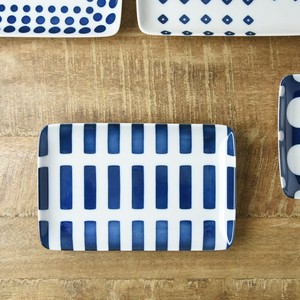 藍ブルー 21cm長角皿 リピート[日本製/美濃焼/洋食器]