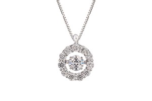 Cubic Zirconia Silver Chain Necklace Flower1