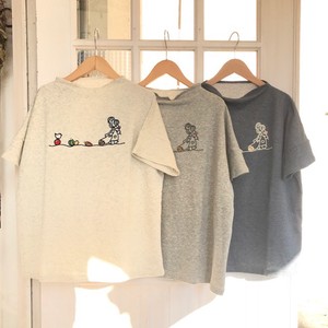 T-shirt Pullover Bottle Neck Spring/Summer Natural Embroidered Made in Japan